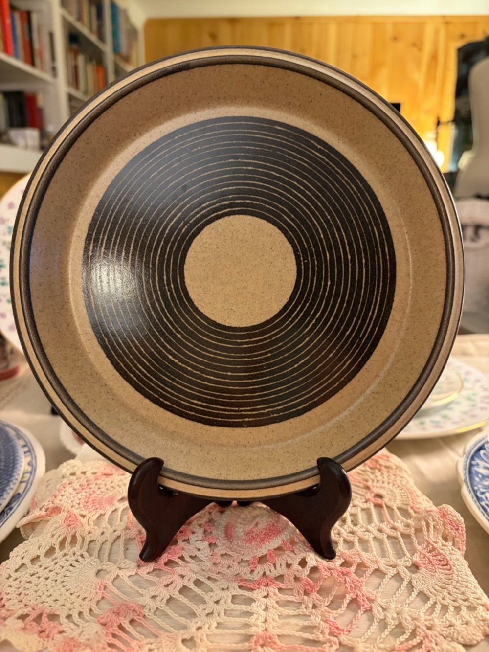 Vintage Mikasa MCM Stoneware Plate with Concentric Ring Design